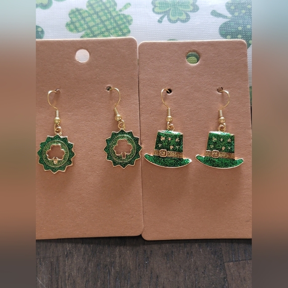 no brand Jewelry - St. Patrick's Day Handcrafted Hat & Shamrock Earrings Set 2/$15